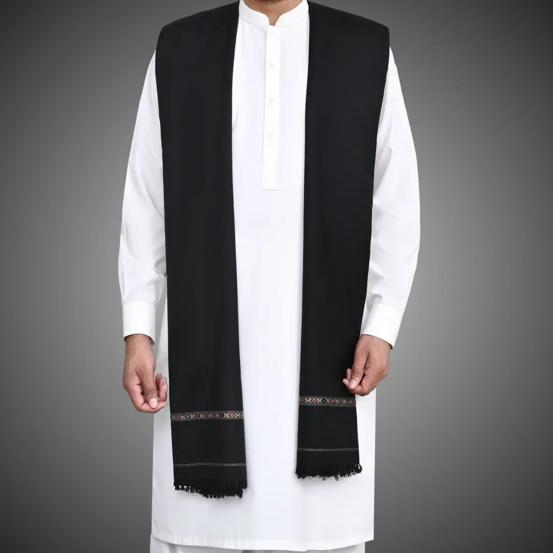 Dark-Black.webp Kamalia Wool Premium Shawl | Dark Black - Image 1