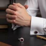 Premium Silver Cufflinks with Large Dark Maroon Pearl