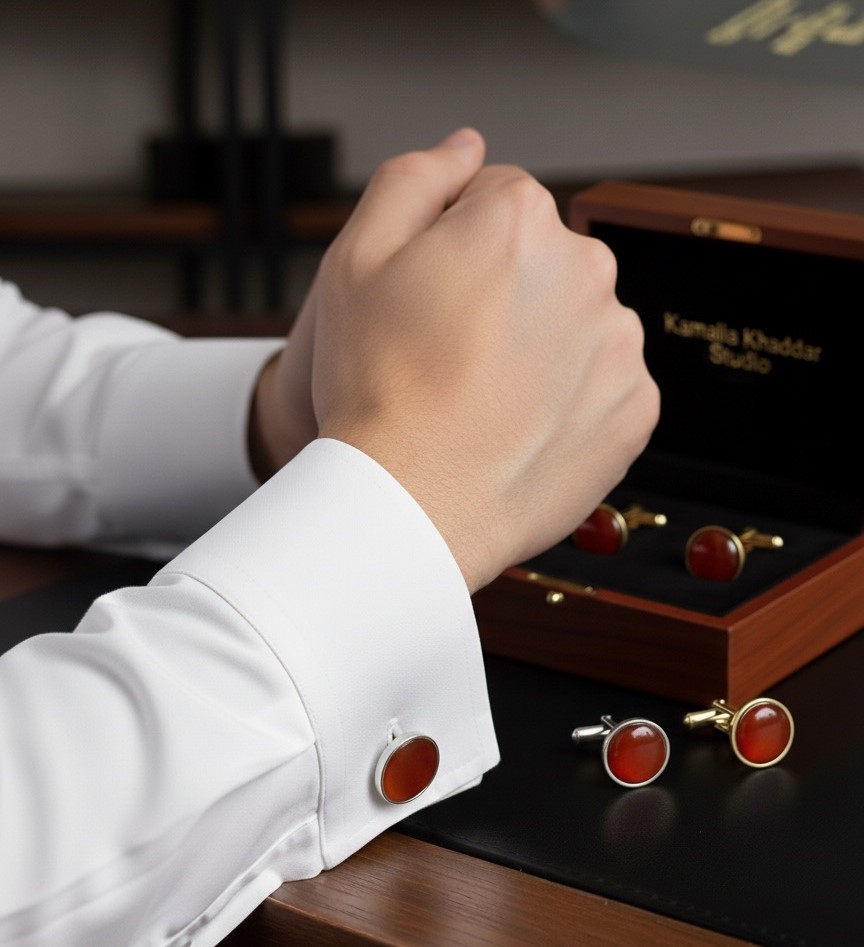 Elegant-Silver-Cufflinks-with-Large-Light-Maroon-Pearl.jpg Elegant Silver Cufflinks with Large Light Maroon Pearl - Image 1