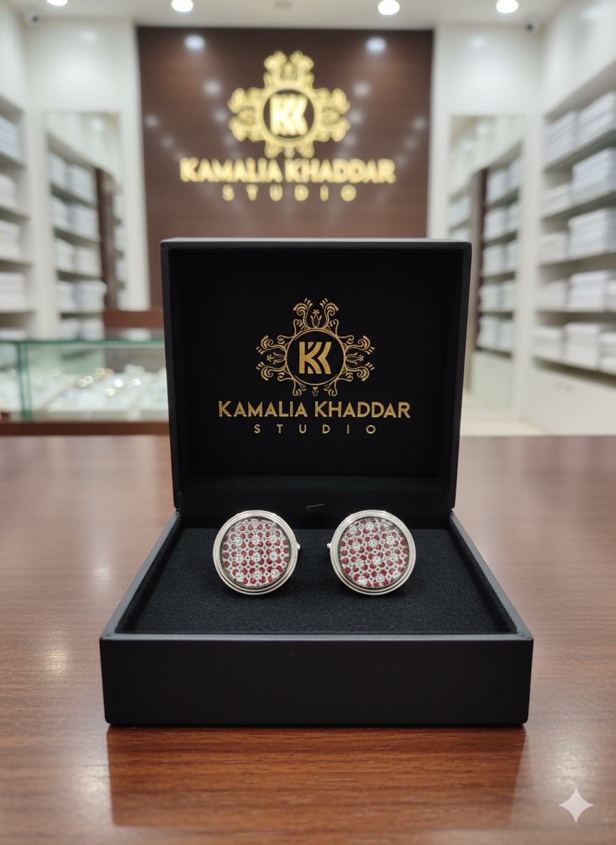 Elegant-Silver-Cufflinks-with-Textured-Top-Design.jpg Elegant Silver Cufflinks with Textured Top Design - Image 1