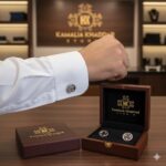 Elegant Silver Cufflinks with White Pearl Inlay – Classic Men’s Accessory
