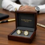 Luxury Golden Cufflinks with Off-White Pearl