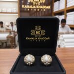 Luxury Golden Cufflinks with Triple White Pearl Design