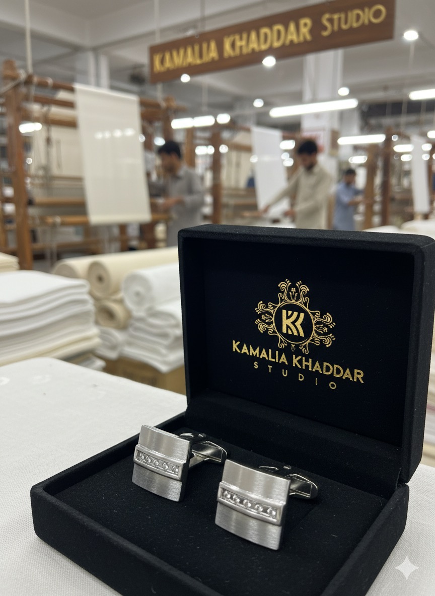 Premium-Silver-Cufflinks-with-Central-Pearl-Line.jpg Premium Silver Cufflinks with Central Pearl Line - Image 1